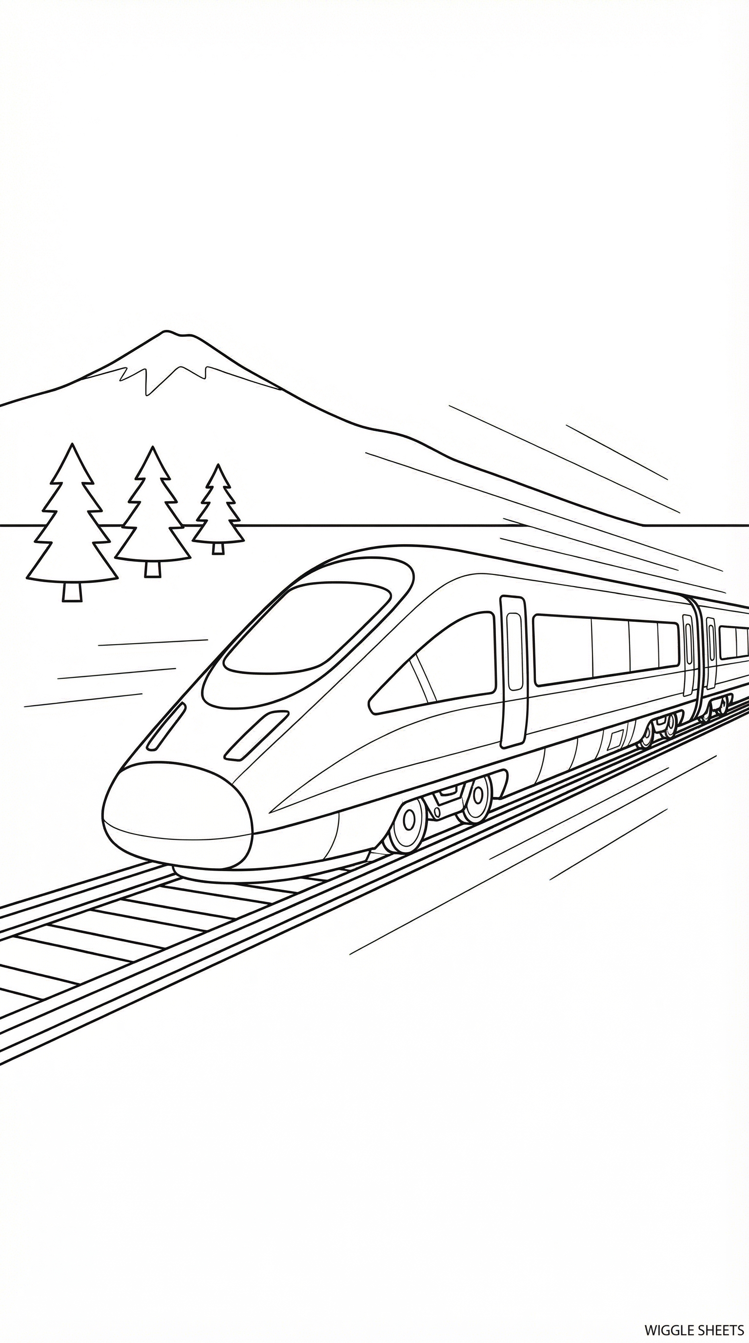 Fast Bullet Train Coloring Page